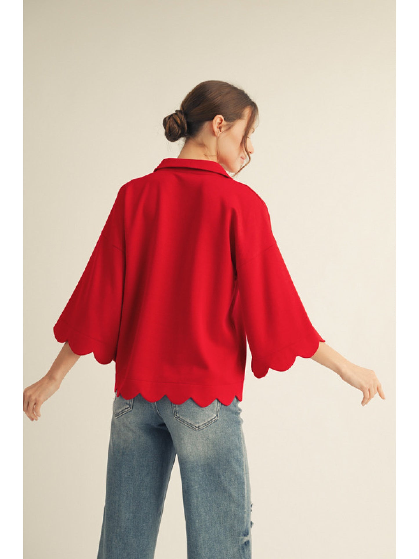 Isabelle Scalloped Knit Top