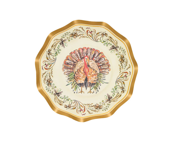 Turkey & Gourds Appetizer Dessert Plate 8/PK