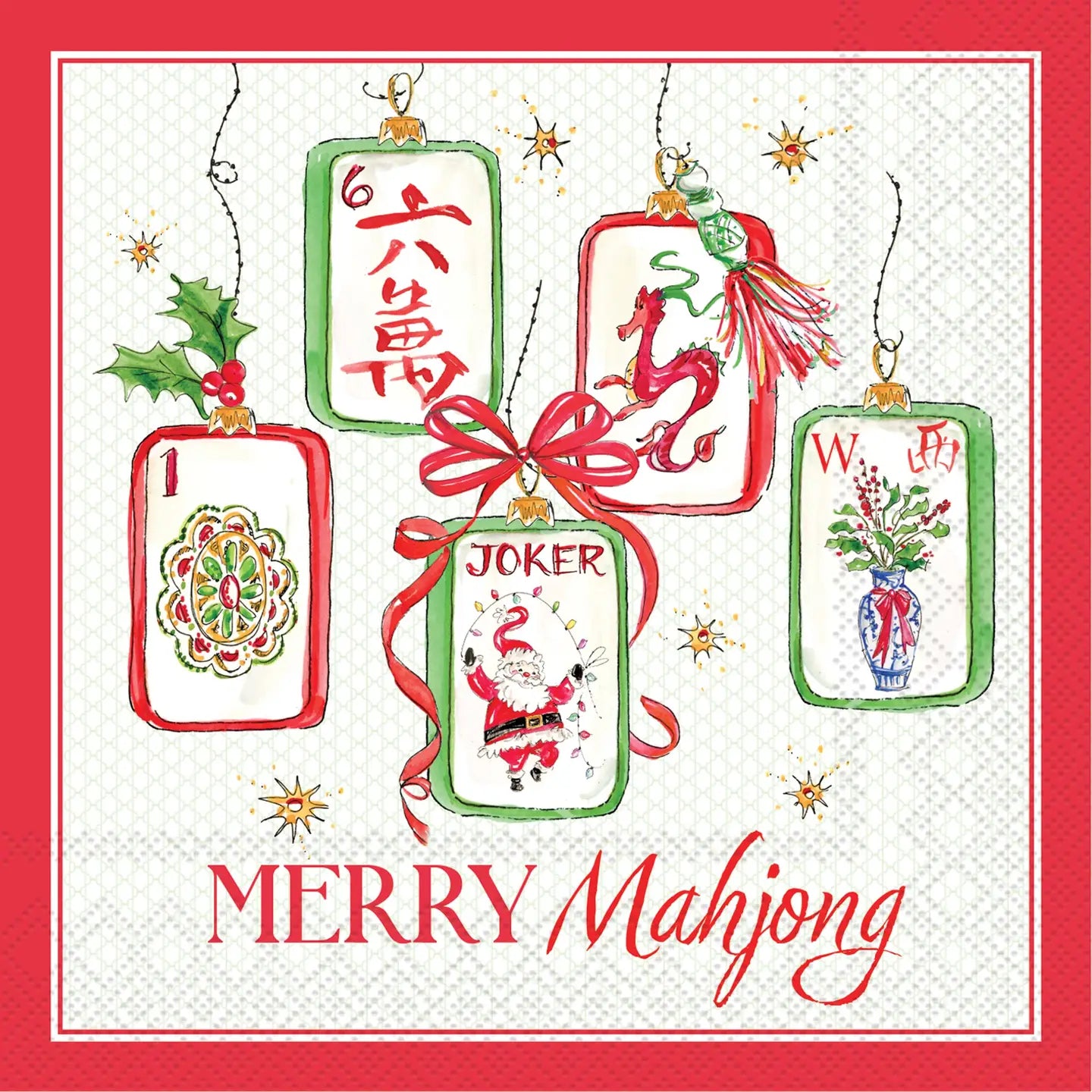 Merry Mahjong Cocktail Napkins