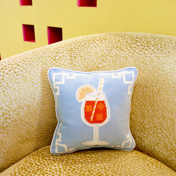 Square Cocktail Needlepoint Pillow