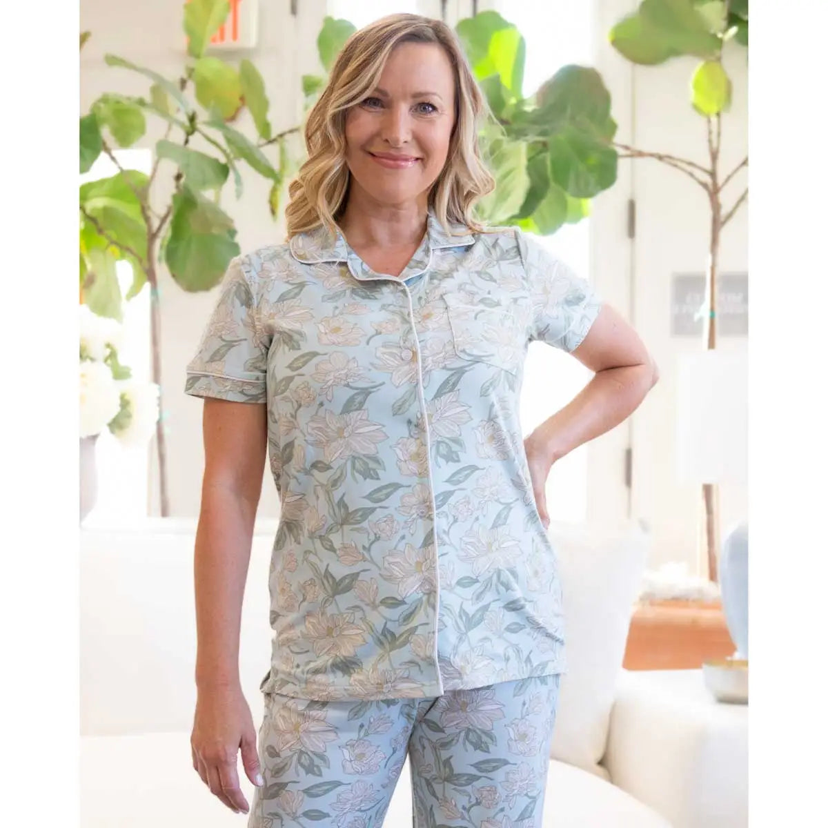 Pale Blue Magnolia Pajama Set