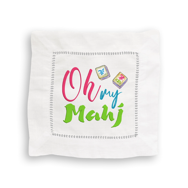 Mahjong Linen Cocktail Napkins Set/4