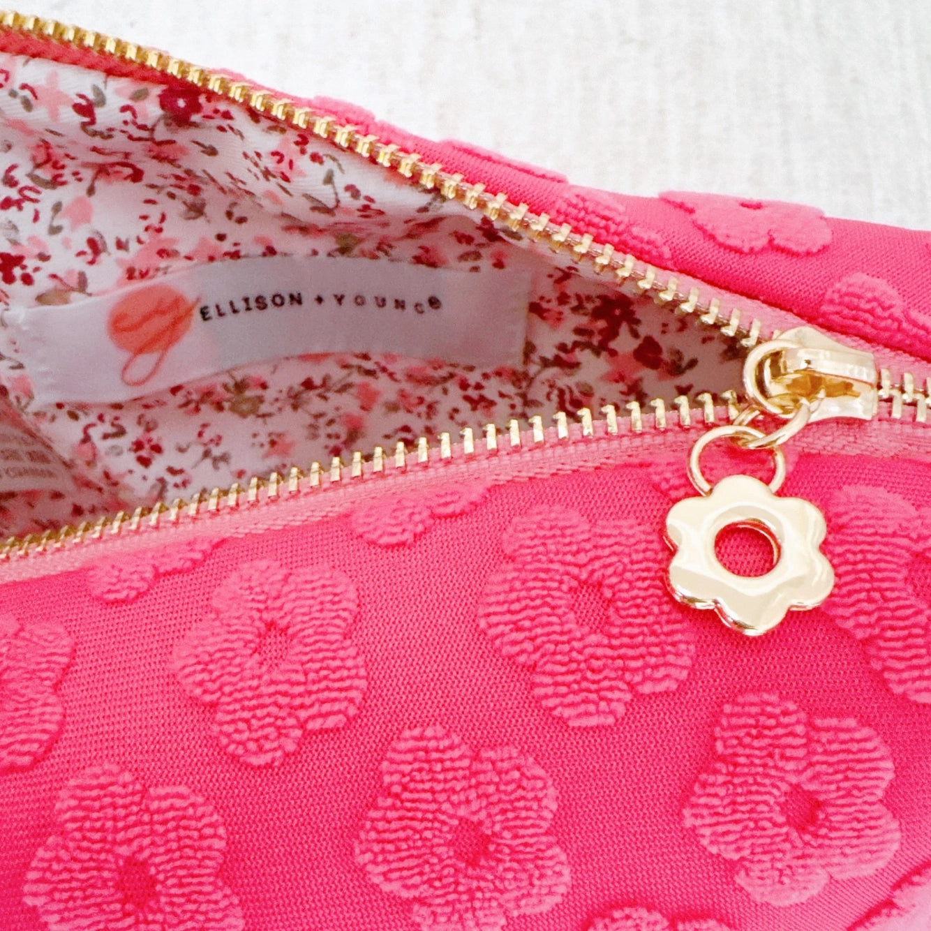 Embossed Daisy Cosmetic Pouch