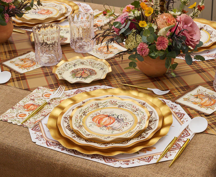 Turkey & Gourds Salad Plate 8/PK