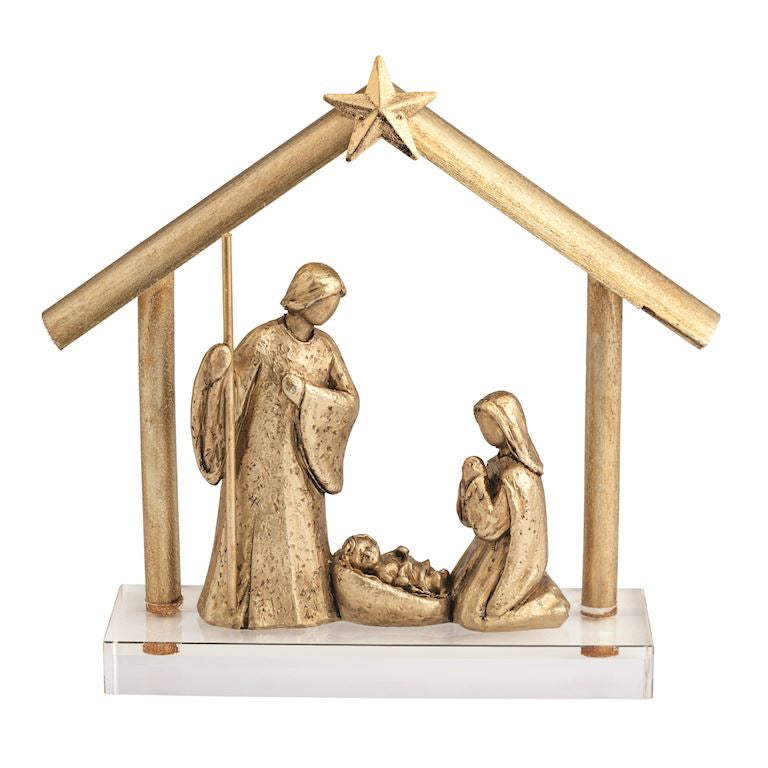 Gold Nativity with Acrylic Base