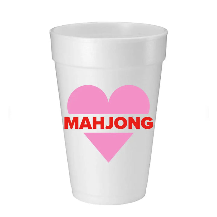 Heart Mahjong Styrofoam Cups Set/10