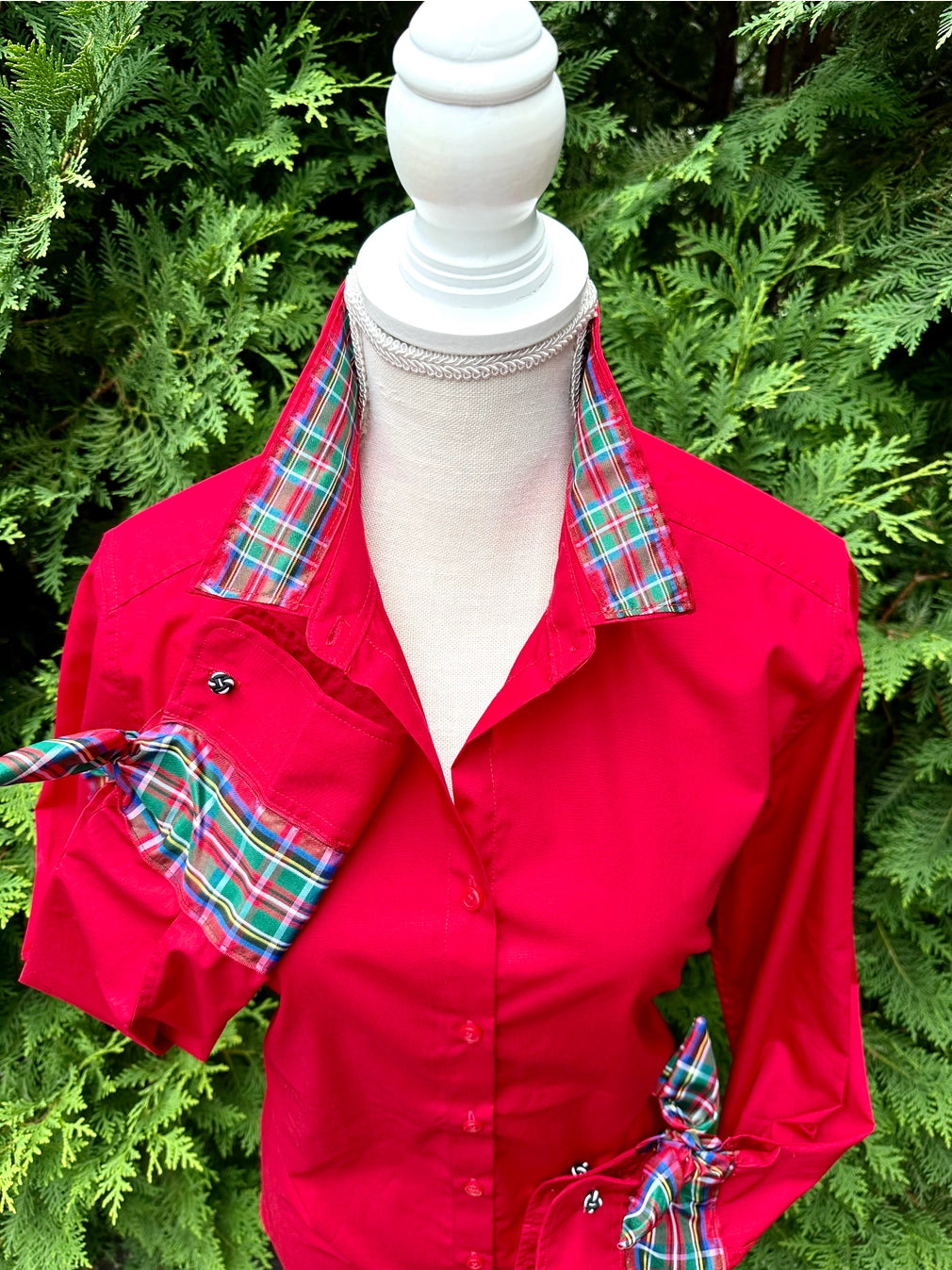 Stewart Plaid French Cuff Blouse