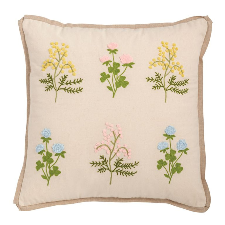 Floral Embroidered Pillow