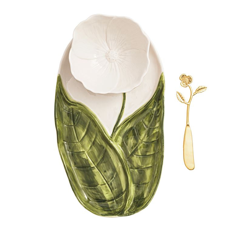 Flower Tidbit Tray Set