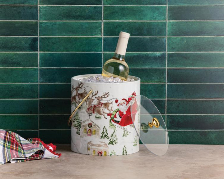 Santa Christmas Scene Ice Bucket