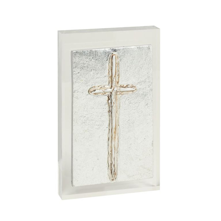Large Silver Cross Acrylic Plaque