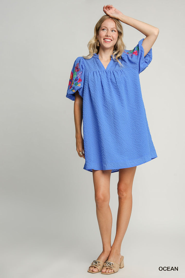 Juniper Blue Embroidered Dress