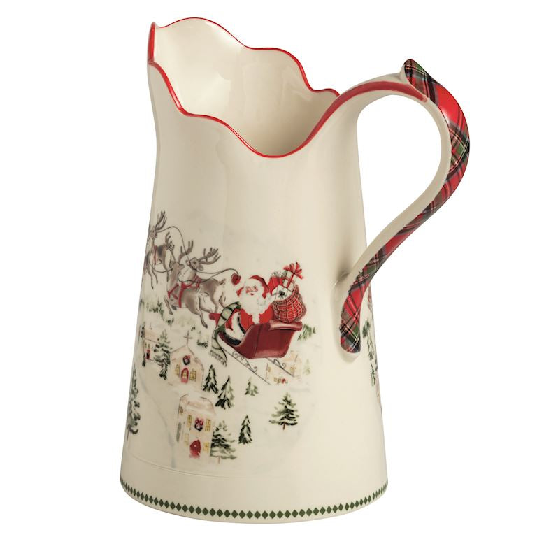 Christmas Santa Scene Handle Pitcher