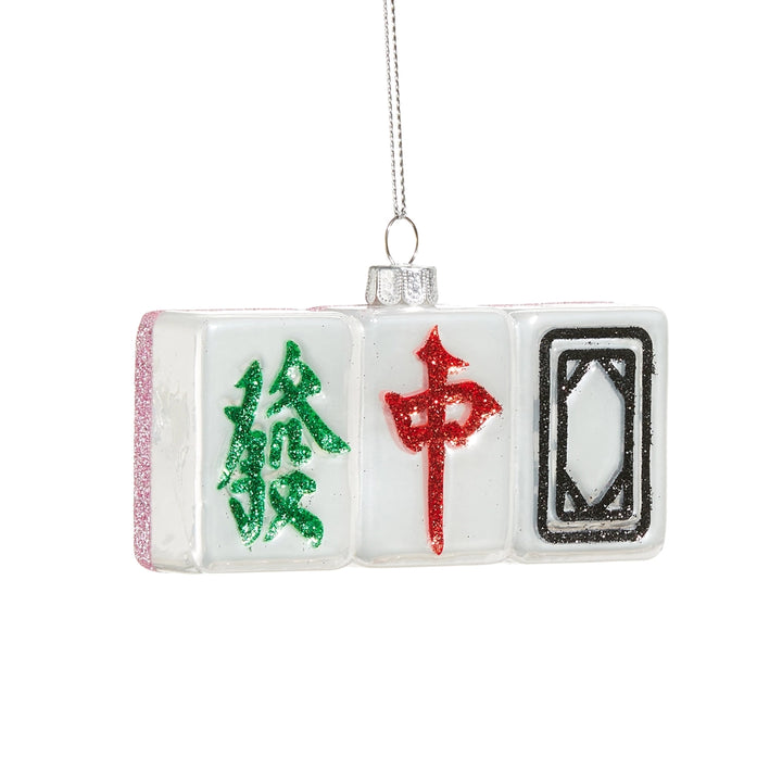 Traditional Mahjong Tile Glass Ornament
