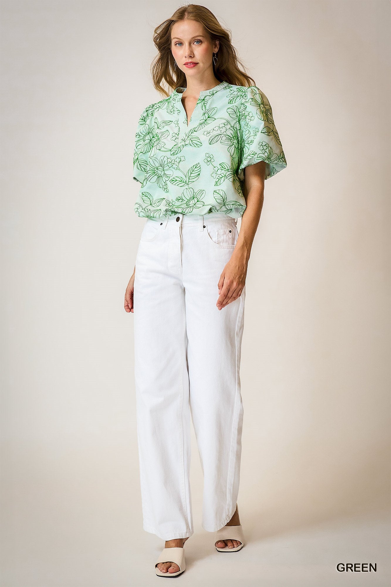 Miranda Green Embroidered Floral Top