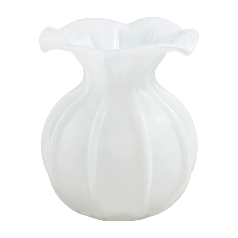 White Ruffle Glass Vase