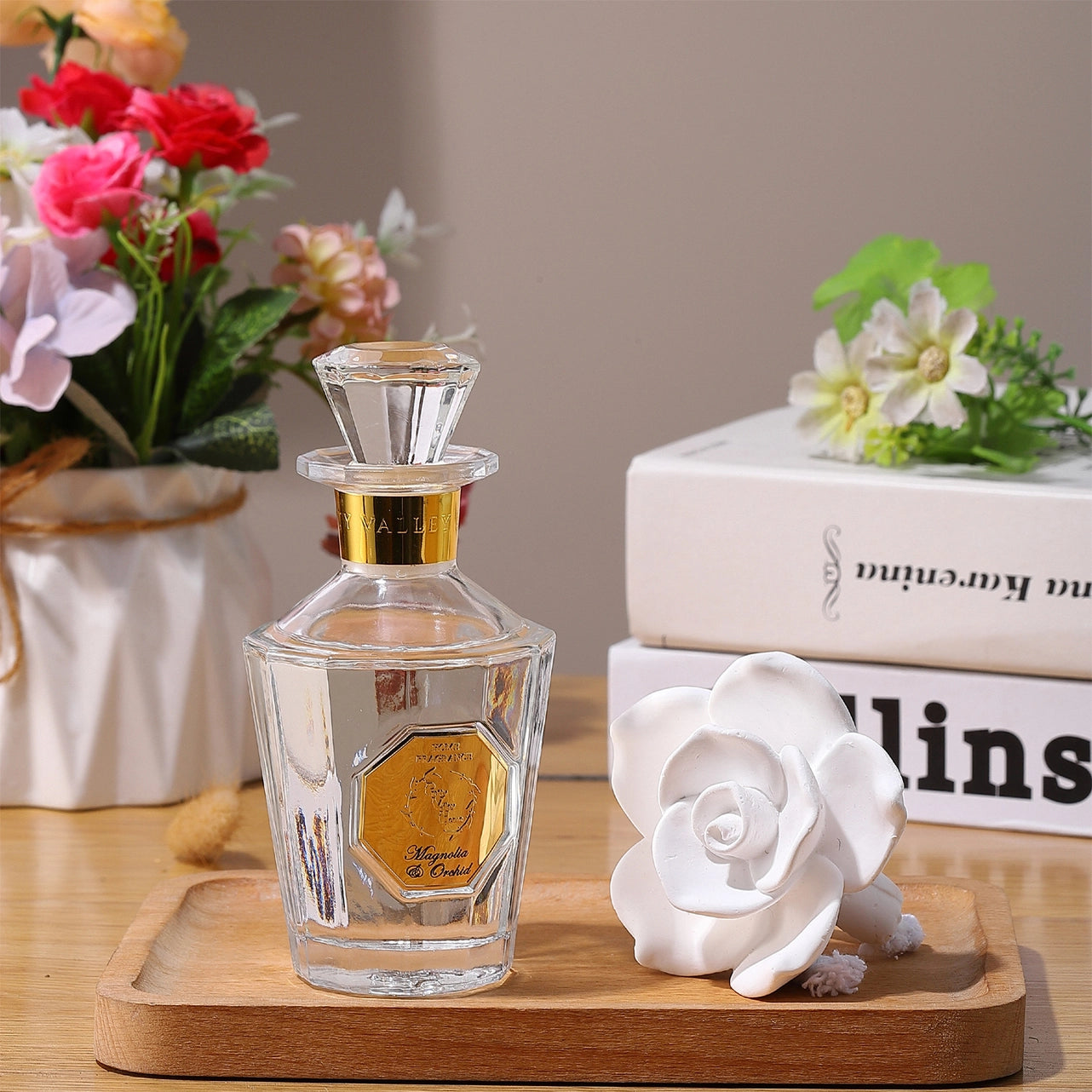 Vintage Rose Porcelain Flower Diffuser