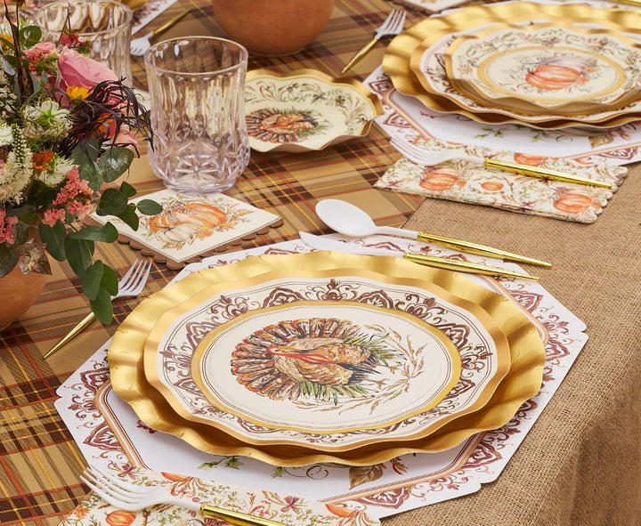 Turkey & Gourds Dinner Plate 8/PK