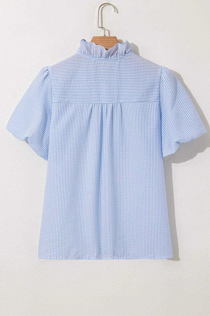 Nora Blue Seersucker Top