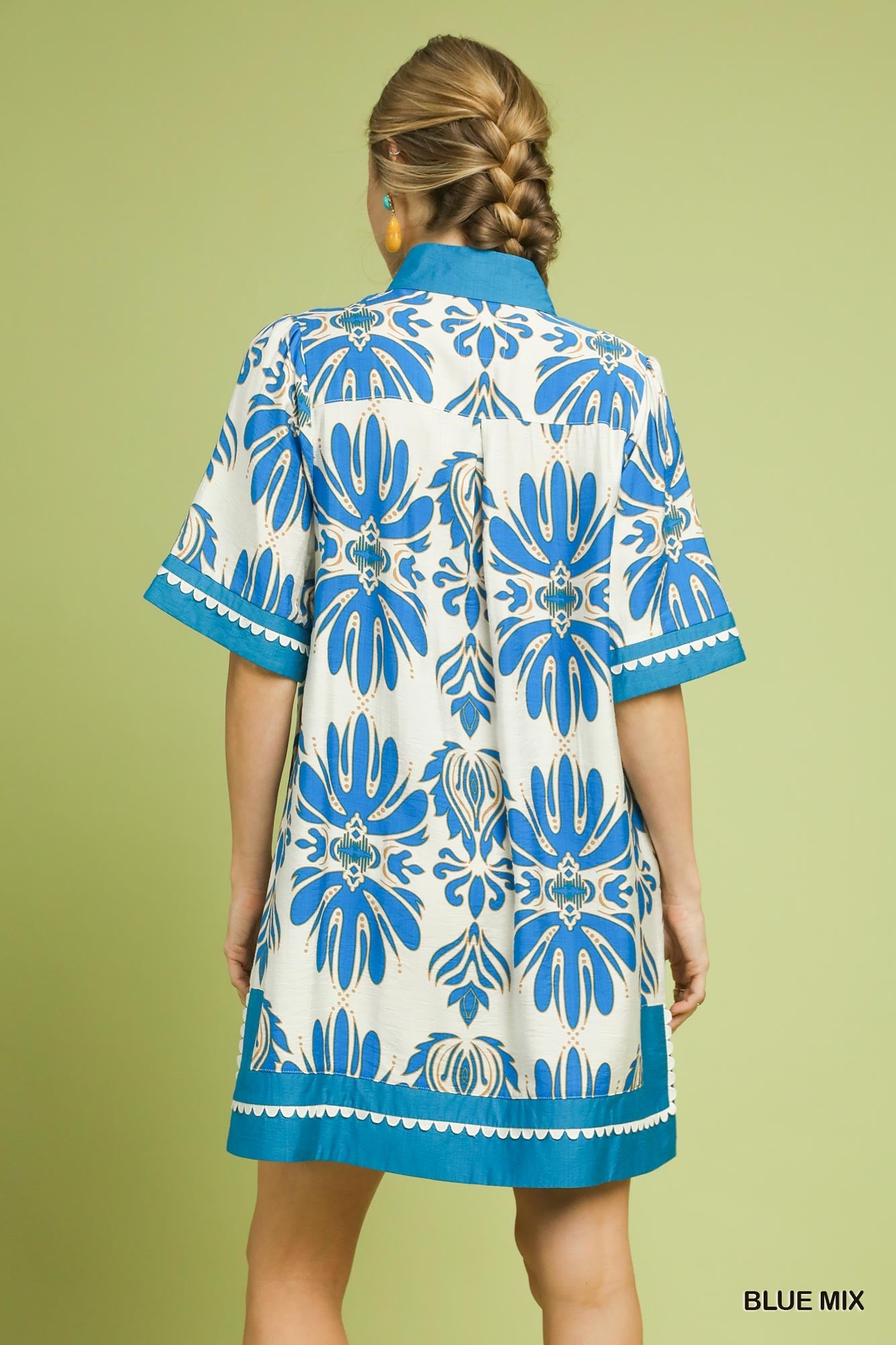 Jessa Blue Large Print Dress