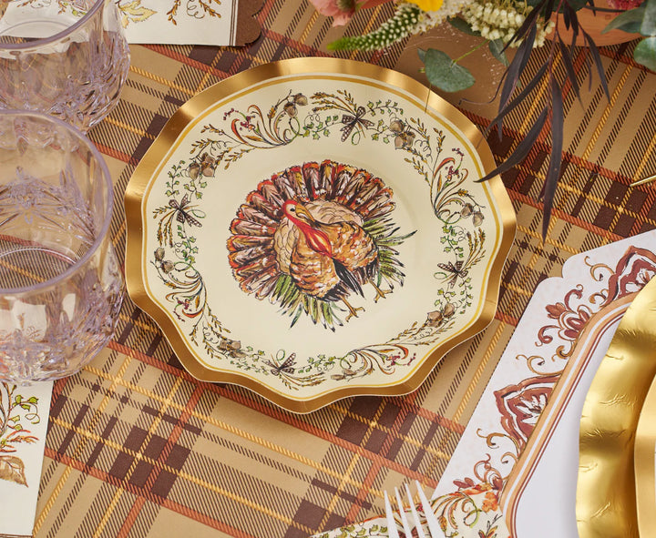 Turkey & Gourds Appetizer Dessert Plate 8/PK