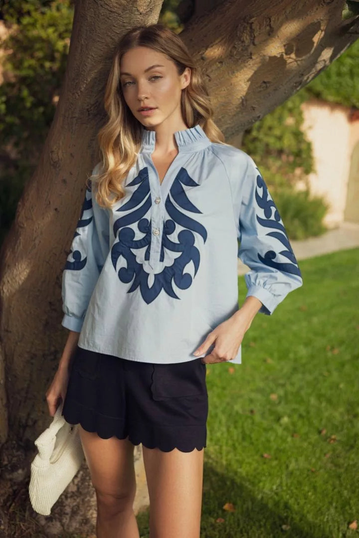Fiona Applique Blouse Top