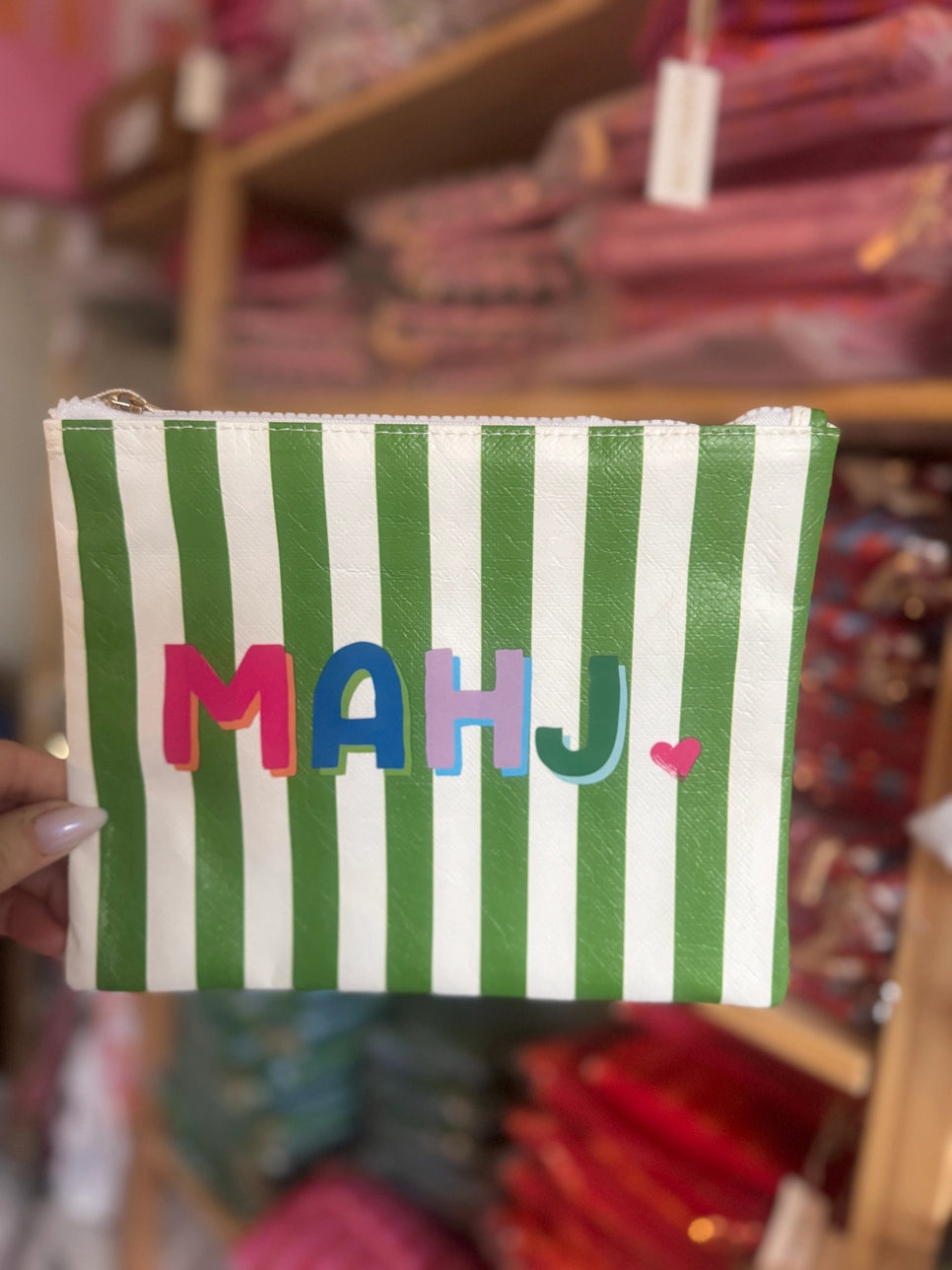 Green Striped Mahjong Pouch
