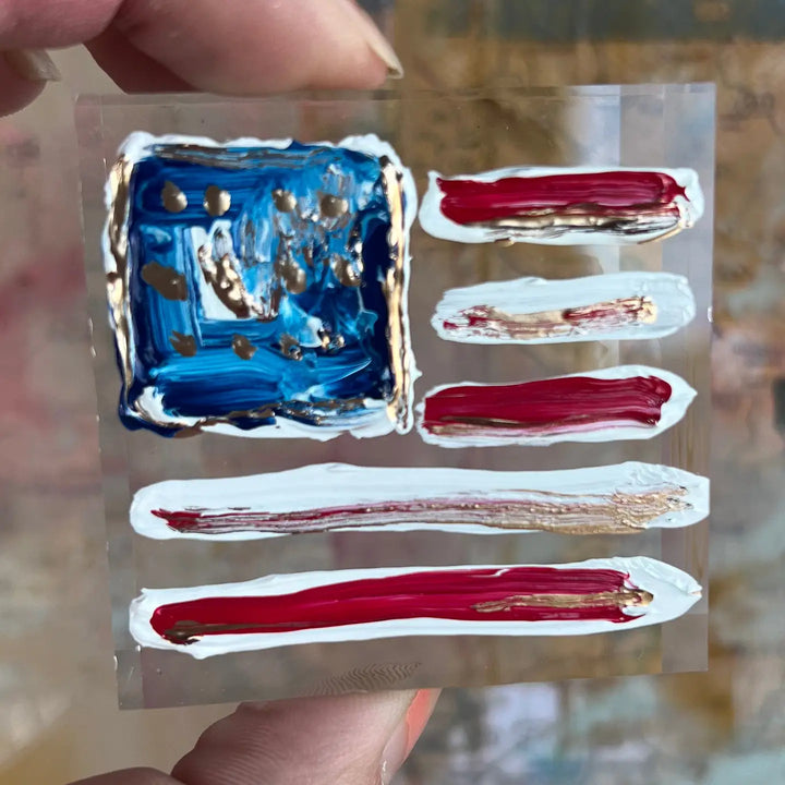 American Flag on Lucite Mini Art