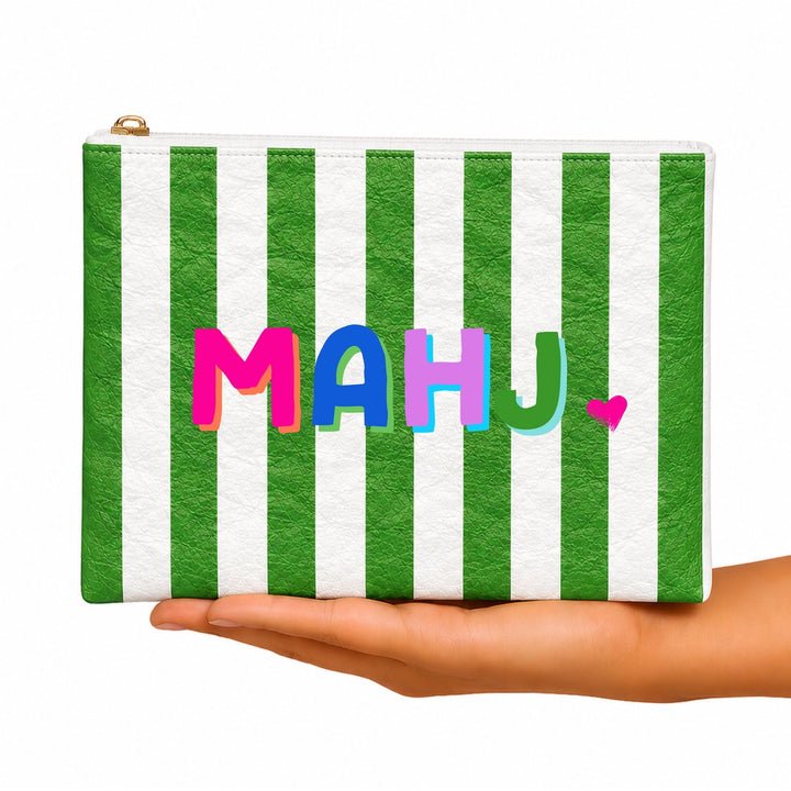 Green Striped Mahjong Pouch