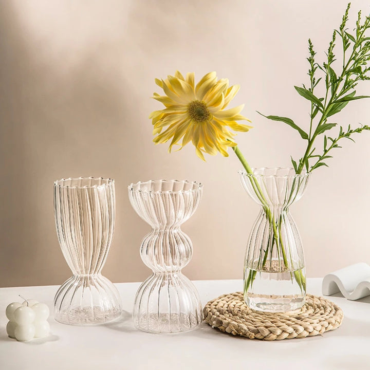 Clear Ribbed Glass Vase