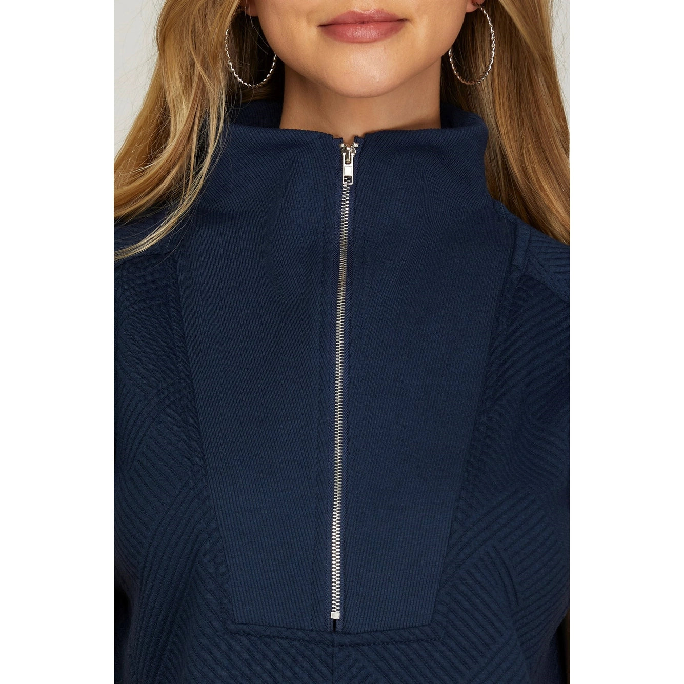 KT Textured Half Zip Sleeveless Dress