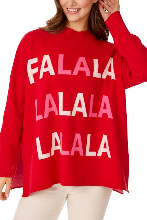 Fa La La Red & Pink Sweater OS