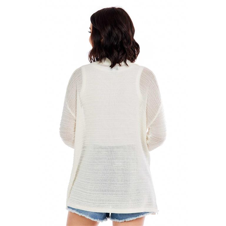 Cain White Textured Cardigan