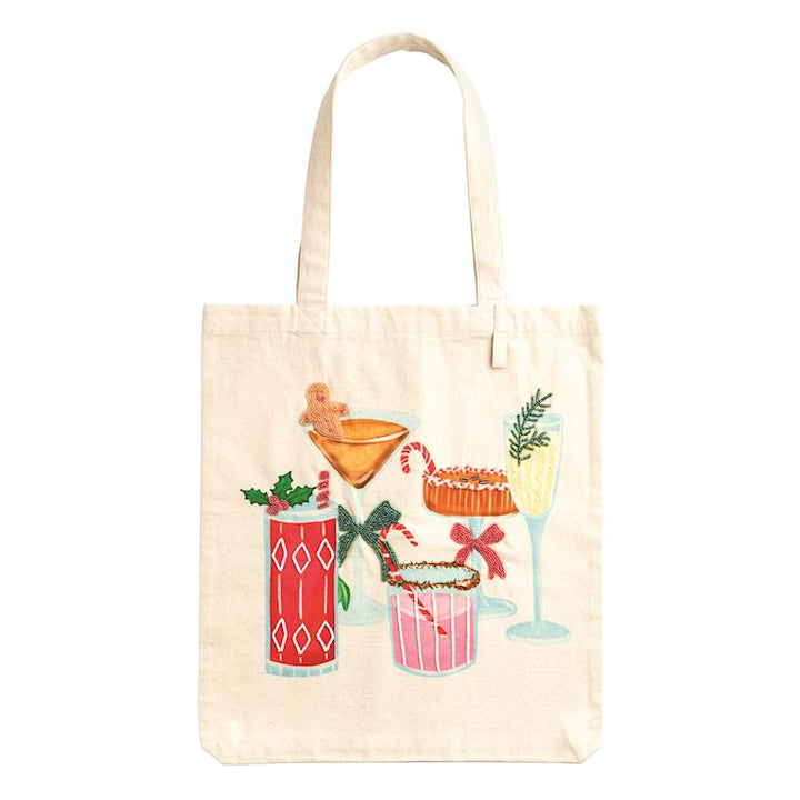 Holiday Bar Beaded Tote Bag