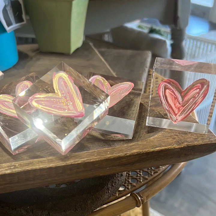 Pink Heart on Lucite Mini Art