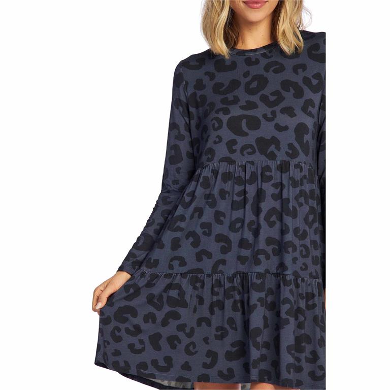 Navy Leopard Minnie Tiered Dress