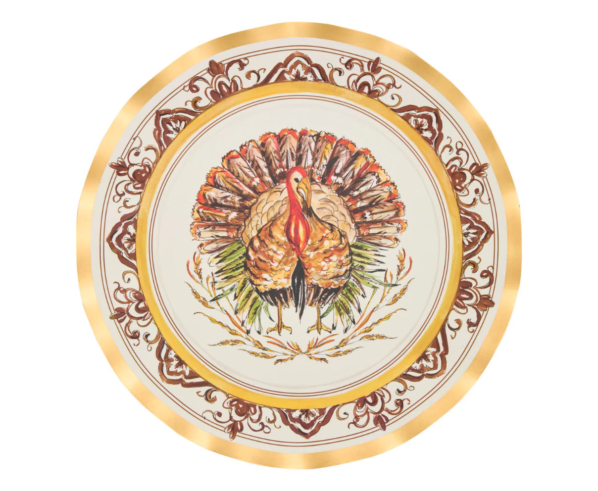 Turkey & Gourds Dinner Plate 8/PK