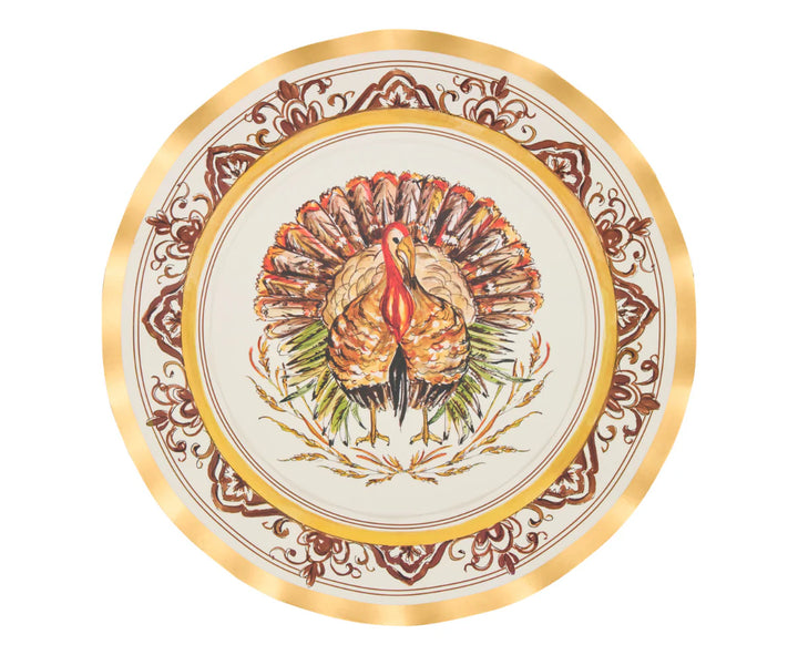 Turkey & Gourds Dinner Plate 8/PK