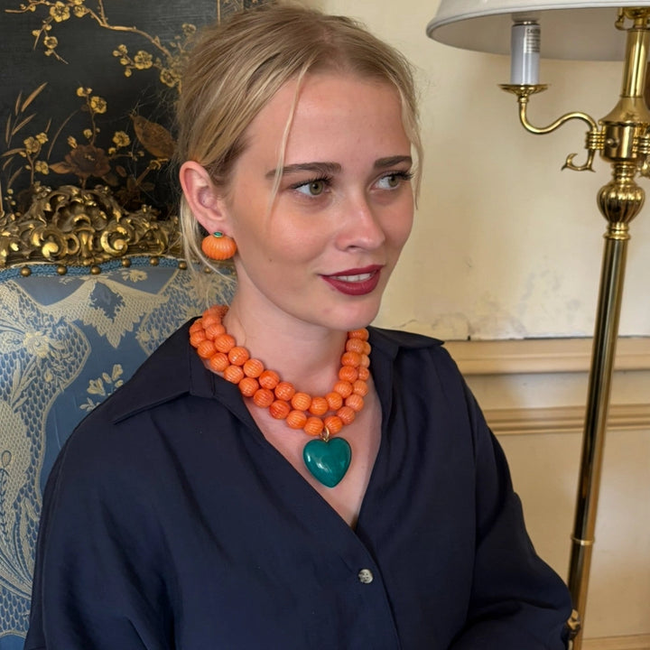 Luisa Carved Resin Omega Earrings