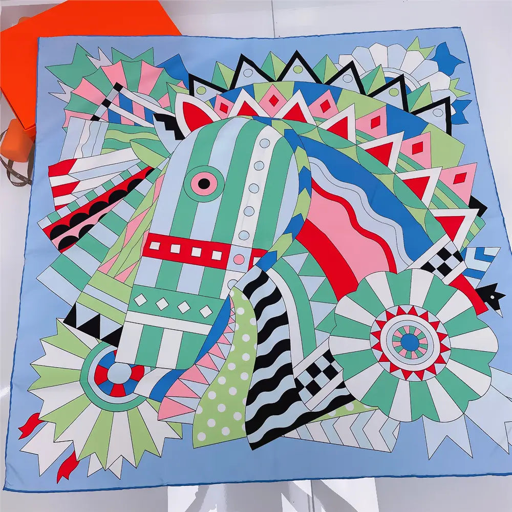 Equestrian 34" Square Faux Silk Scarf