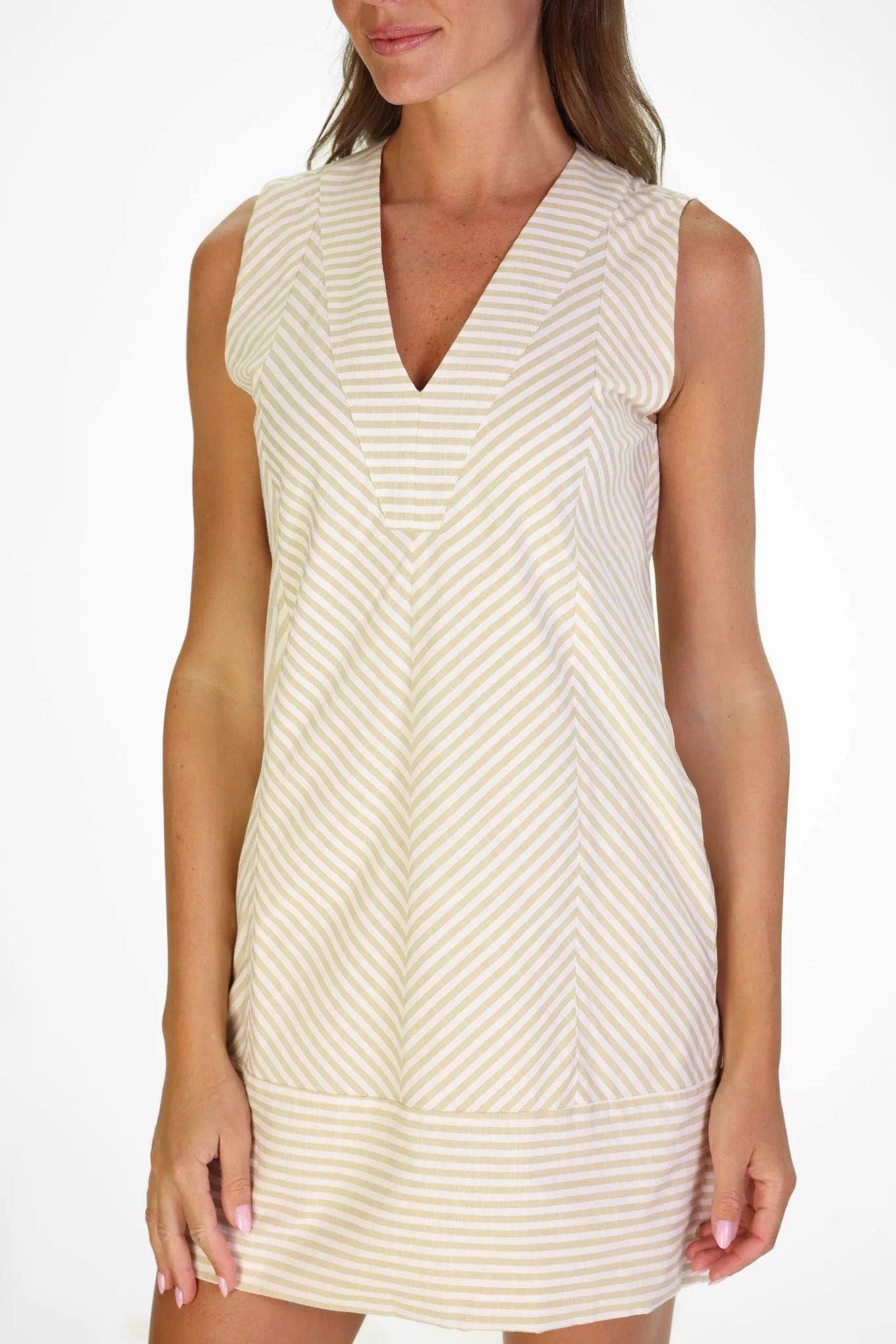 Cove Beige Striped Dress
