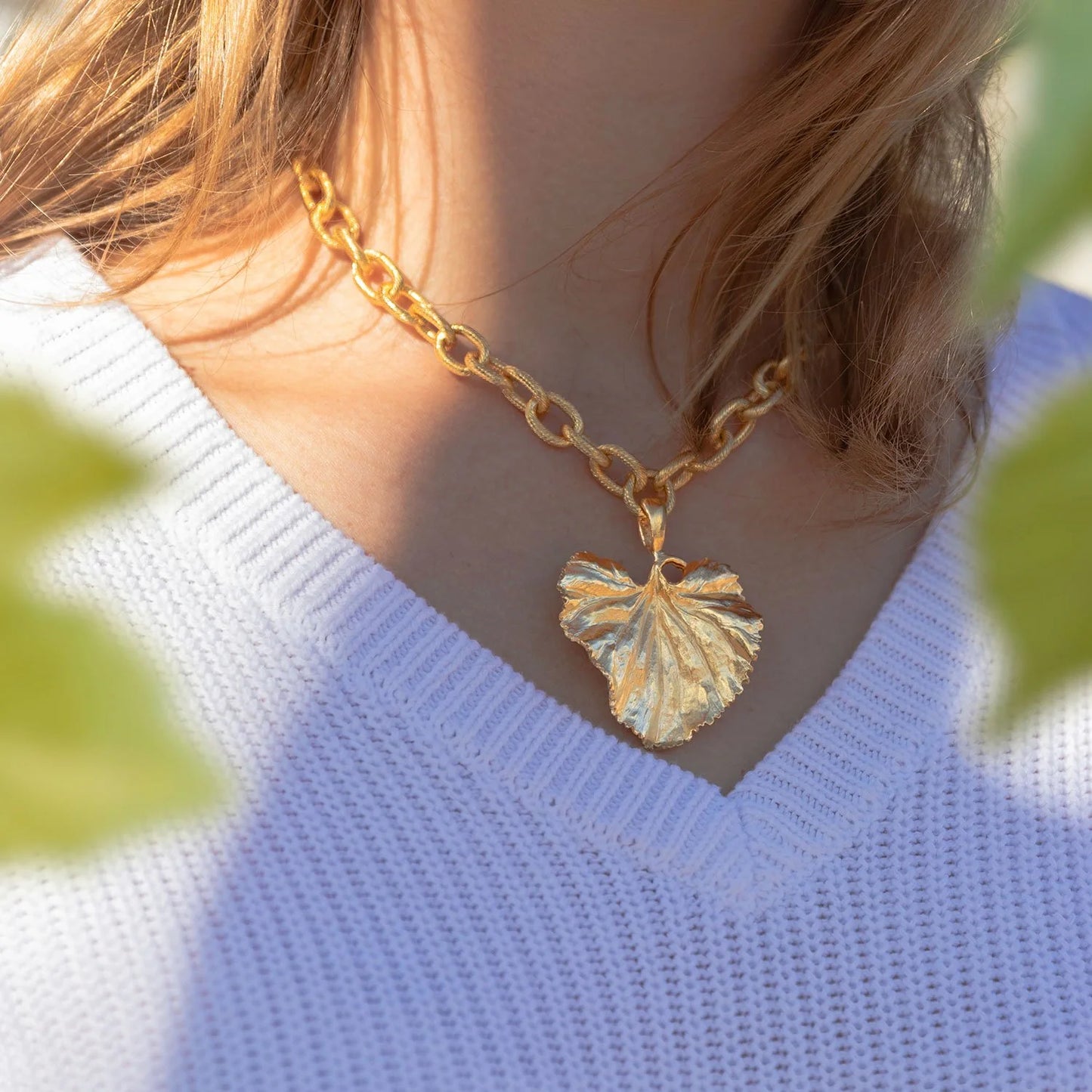 Gold Leaf Chain Necklace
