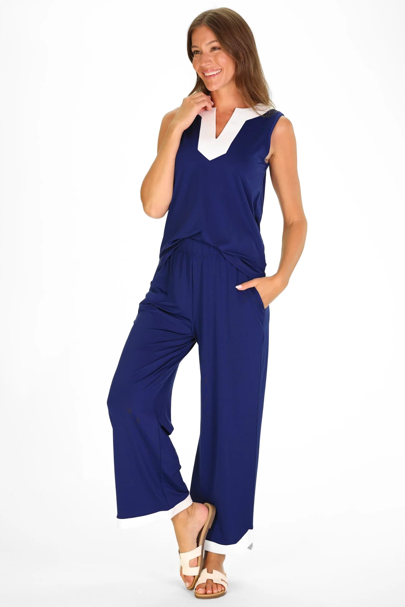 Juno Navy Top & Pants Set