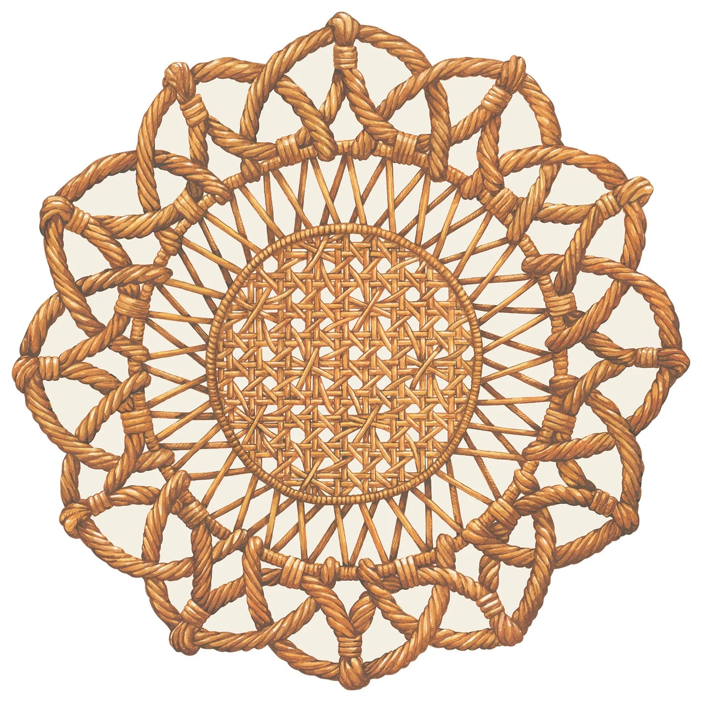Rattan Weave Die Cut Paper Placemats Set/12