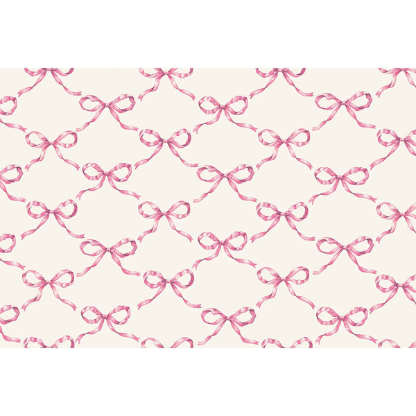 Pink Bow Paper Placemats Set/24