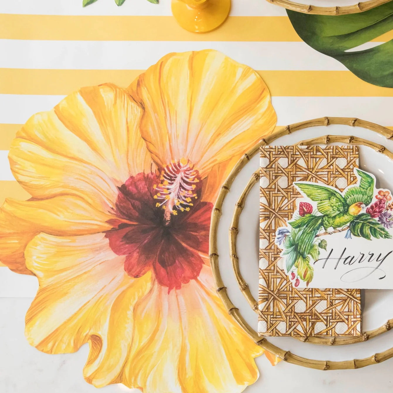 Hibiscus Die Cut Paper Placemats Set/12
