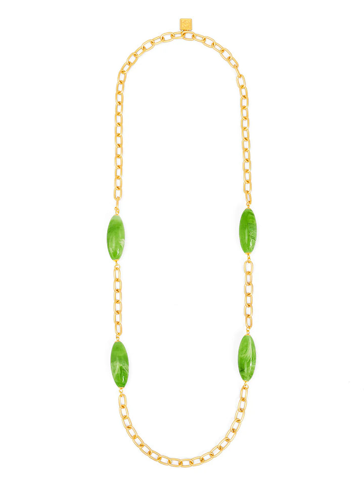 Glossy Resin Bead Long Necklace