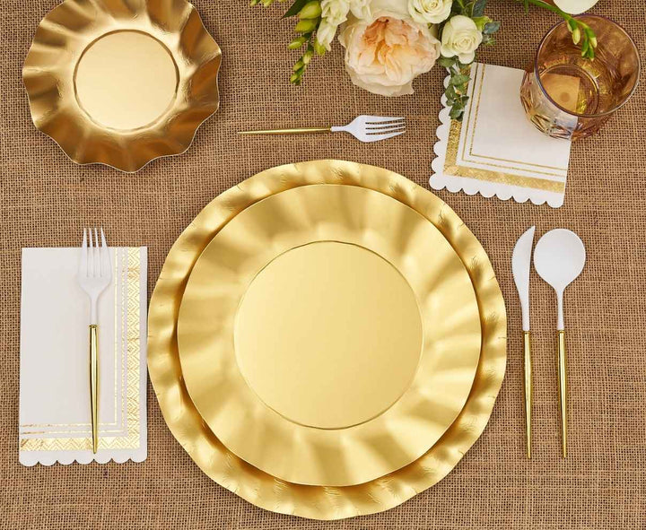 Satin Gold Wavy Dinner Plate 8/PK