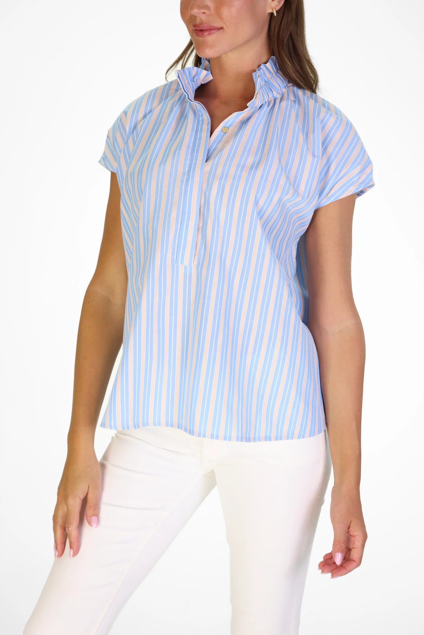 Pepper Sky White Orange Striped Popover