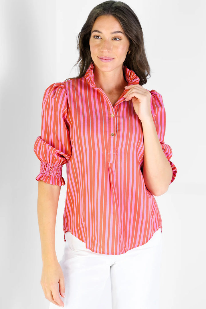Catie Striped Popover Blouse